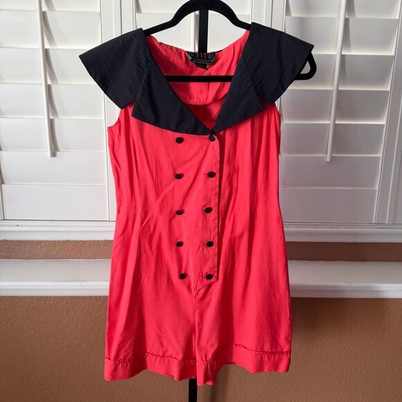 No Brand Pants - Vintage Extra International Sportswear Red Romper 90s Playsuit Retro Romper Sz S